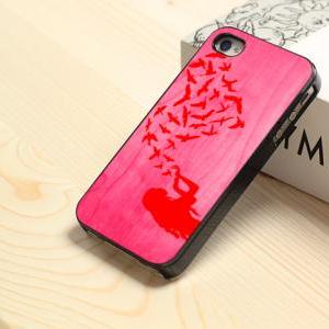 Girl And Bird M - Custom Black Case For Iphone 5 /..