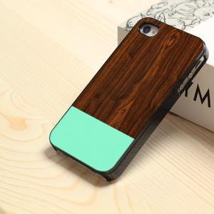 Wood Cool Mint M - Custom Black Case For Iphone 5..