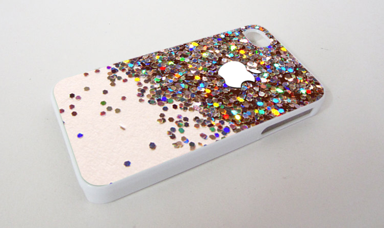 Apple Logo Sparkle Glitter - Custom Black Case For Iphone 5 / 5s - Default Iphone 5/5s Black Case